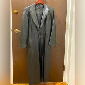 Long coat leather jacket
